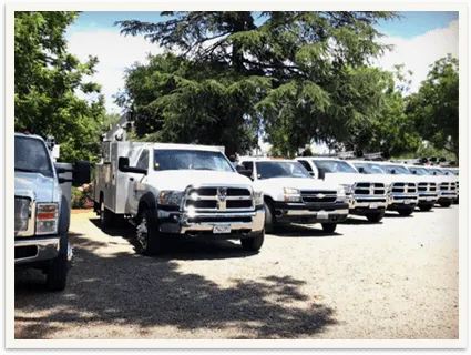trucks lined up